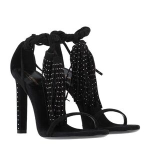 Saint Laurent Black Fringe Heels